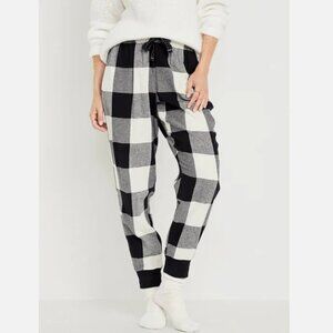 NWT Old Navy Printed Flannel Jogger Pajama Pants Black Buffalo Plaid Women XL